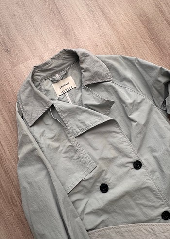 Mavi  Uzun Kadın Trençkot Kemerli - Görsel 2