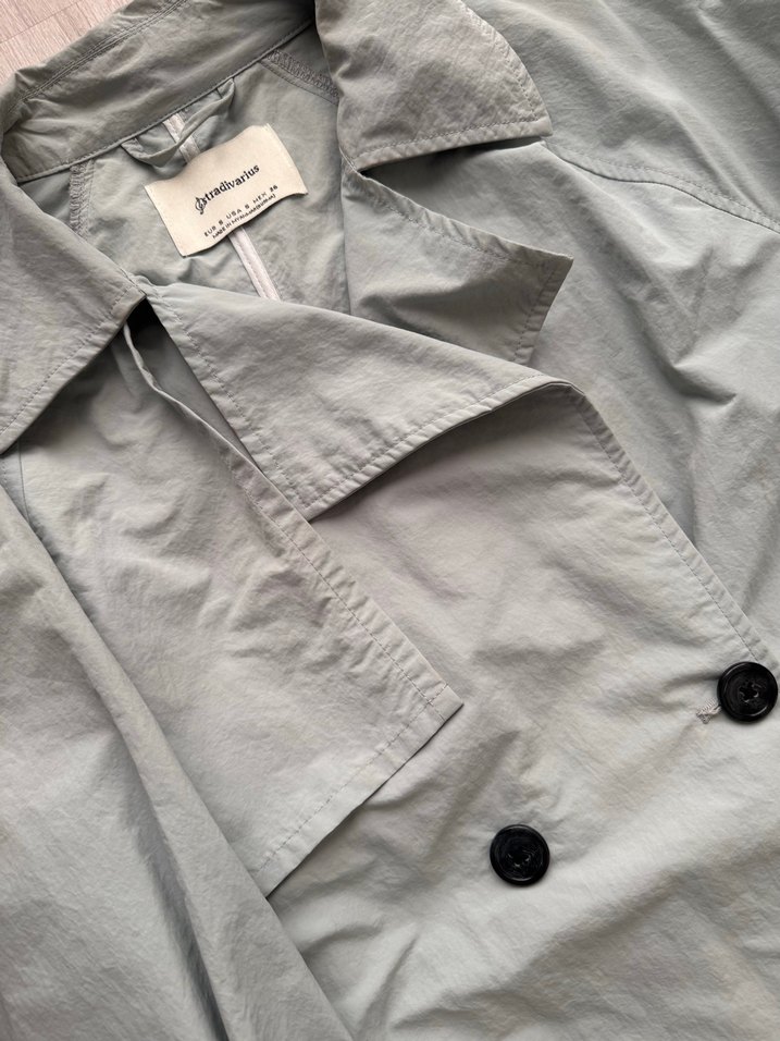 Mavi  Uzun Kadın Trençkot Kemerli - Görsel 5