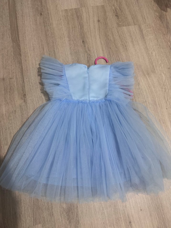 Kız Çocuk Mavi Fırfırlı Bohem Elbise - Görsel 4