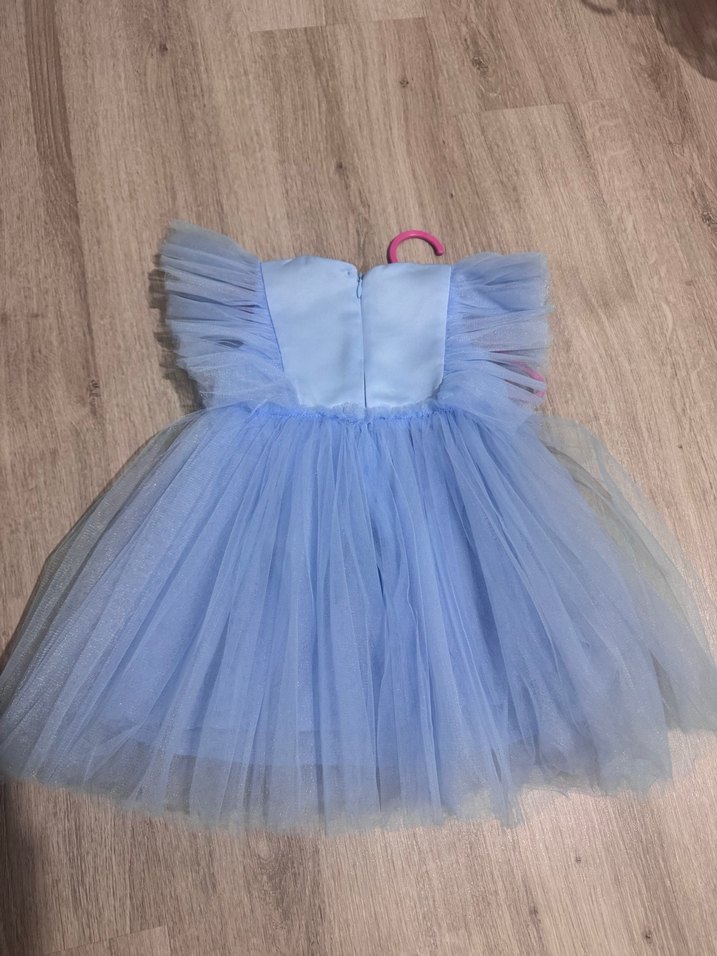 Kız Çocuk Mavi Fırfırlı Bohem Elbise - Görsel 3