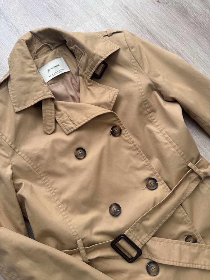 Bej Midi Kemerli Kadın Trençkot - Görsel 5