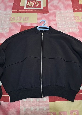 m Beden Siyah Fermuarlı Kadın Sweatshirt
