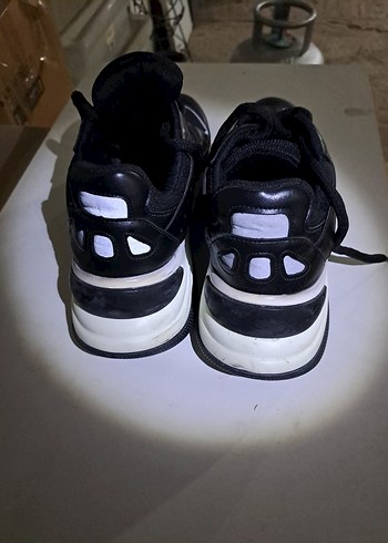 Siyah Gri Bağcıklı Stiletto Topuklu Kadın Spor Ayakkabı - Görsel 5