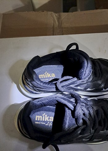 Siyah Gri Bağcıklı Stiletto Topuklu Kadın Spor Ayakkabı - Görsel 3