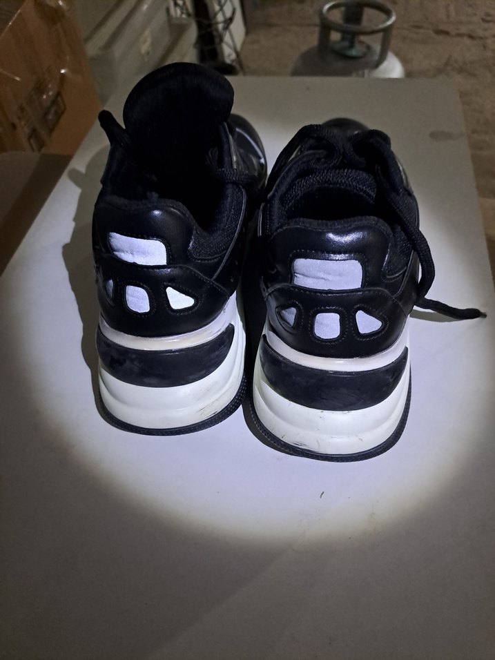 Siyah Gri Bağcıklı Stiletto Topuklu Kadın Spor Ayakkabı - Görsel 5