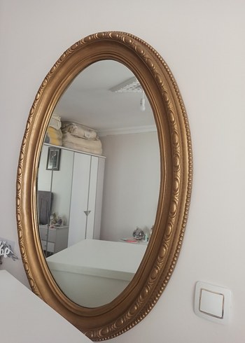 Altın Renk Parlak Oval Ayna - Görsel 2