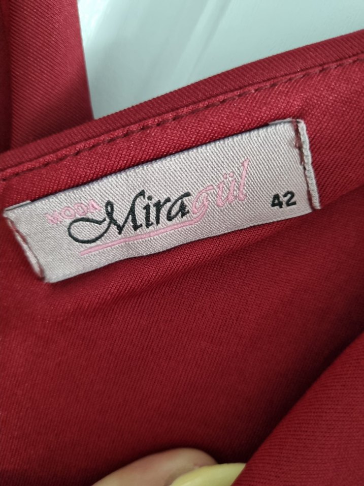 bordo midi elbise - Görsel 3