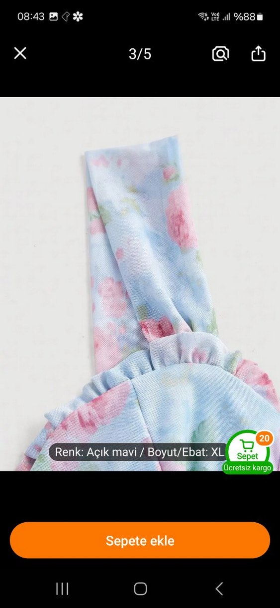 Tül açık mavi drapeli elbise - Görsel 4