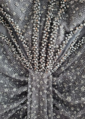 Gri Drapeli Uzun Abiye Elbise - Görsel 6