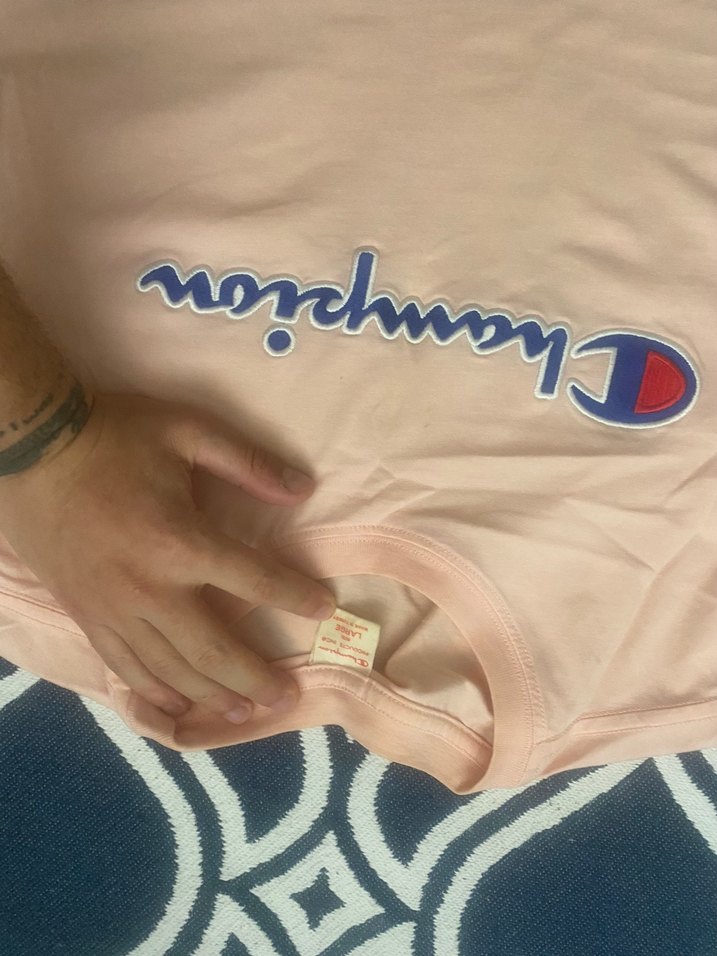 Pembe Champion Erkek Tişört, Kısa Kollu, Salaş - Görsel 5