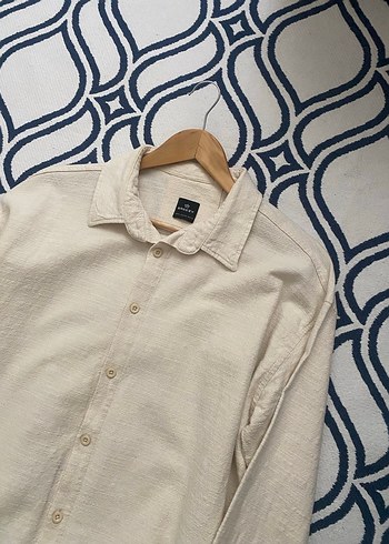 Bej Erkek Keten Gömlek, Uzun Kollu - Görsel 3