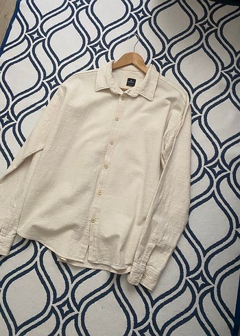 Bej Erkek Keten Gömlek, Uzun Kollu - Görsel 2