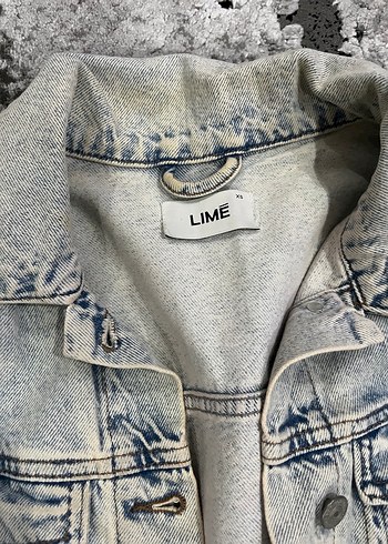 xs Beden gri Renk Gri Uzun Kesim Batik Desenli Denim Ceket