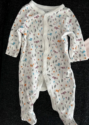 0-3 Ay Beden Kız Bebek Uzun Kollu Pamuklu Pijama Takımı