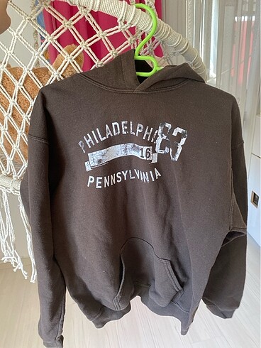 Vintage tarzı kahverengi sweatshirt