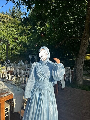 Modazehrada Buz Mavisi Saten Elbise