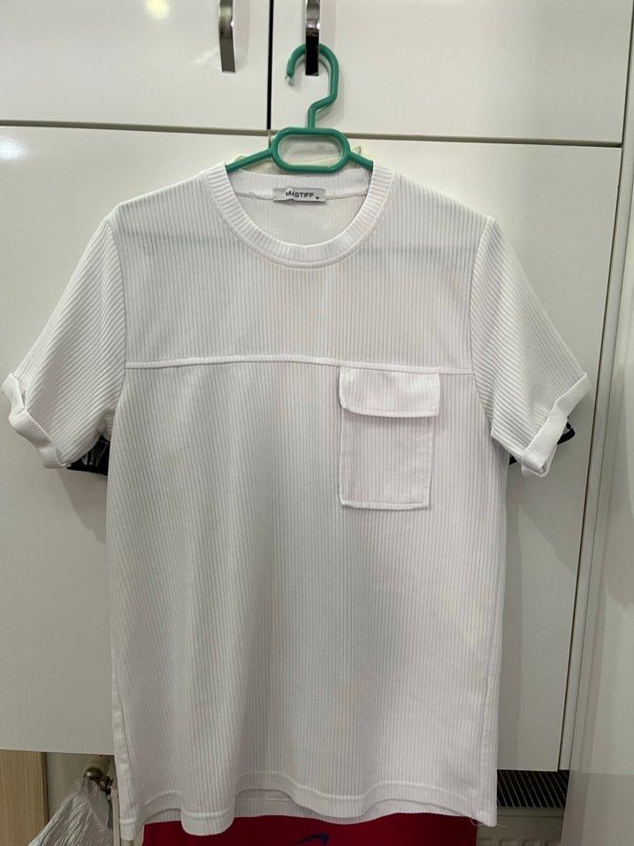 Düğmeli Beyaz Midi erkek Tişört - Görsel 2
