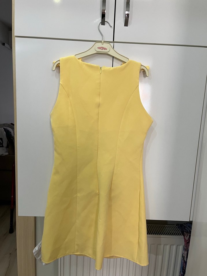 Sarı Kolsuz Mini Elbise - Görsel 2