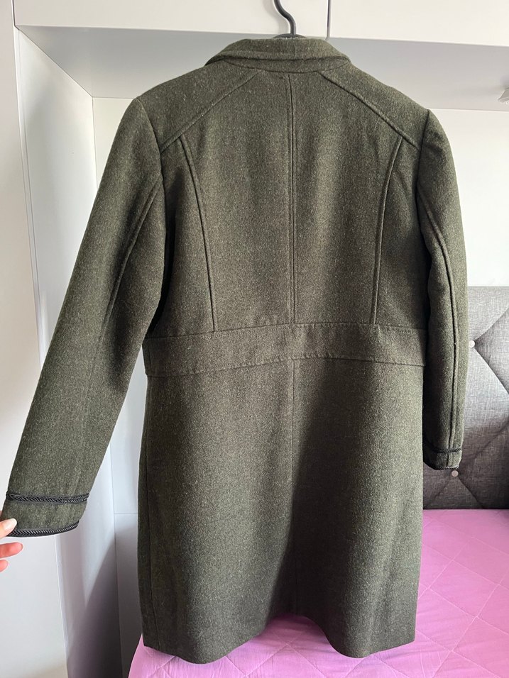 Haki Renk Düğmeli Kadın Kaban - Görsel 2