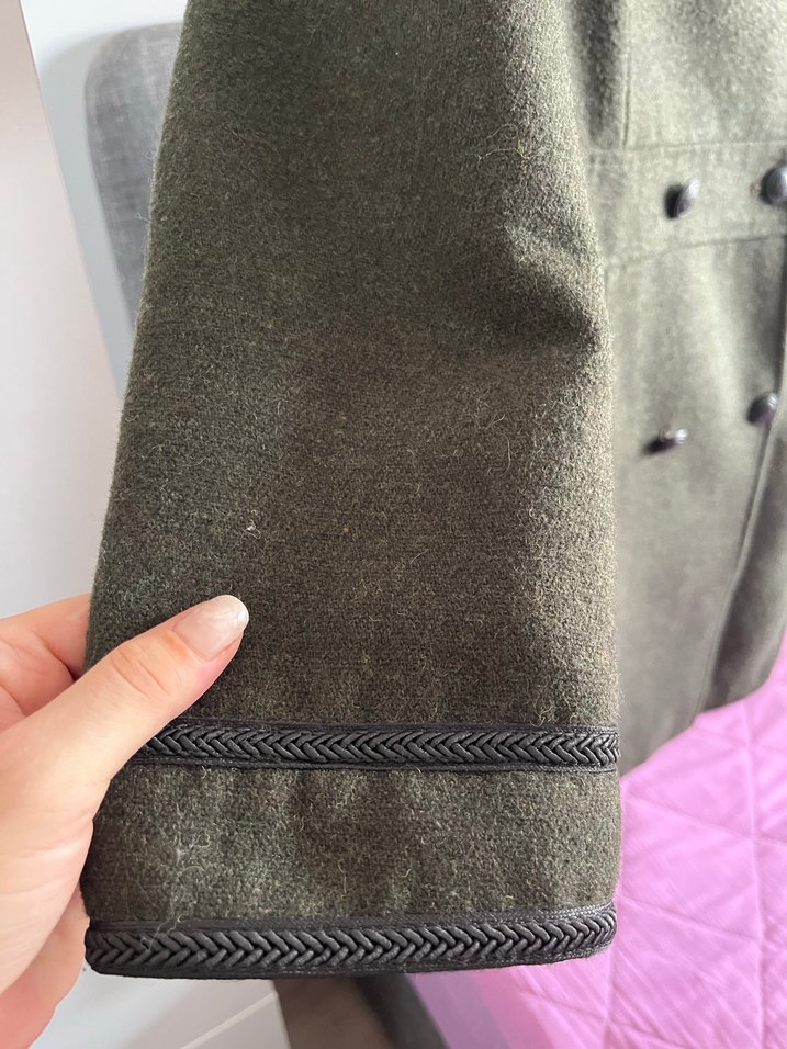 Haki Renk Düğmeli Kadın Kaban - Görsel 4