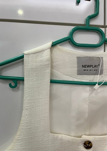 Düğmeli Beyaz Keten Midi Kadın Yelek - Görsel 2