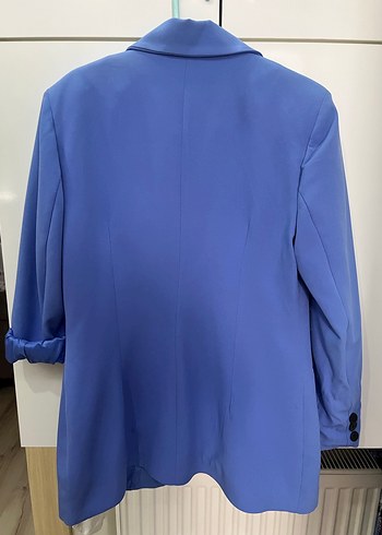 Mavi Düğmeli Kadın Blazer Ceket - Görsel 2