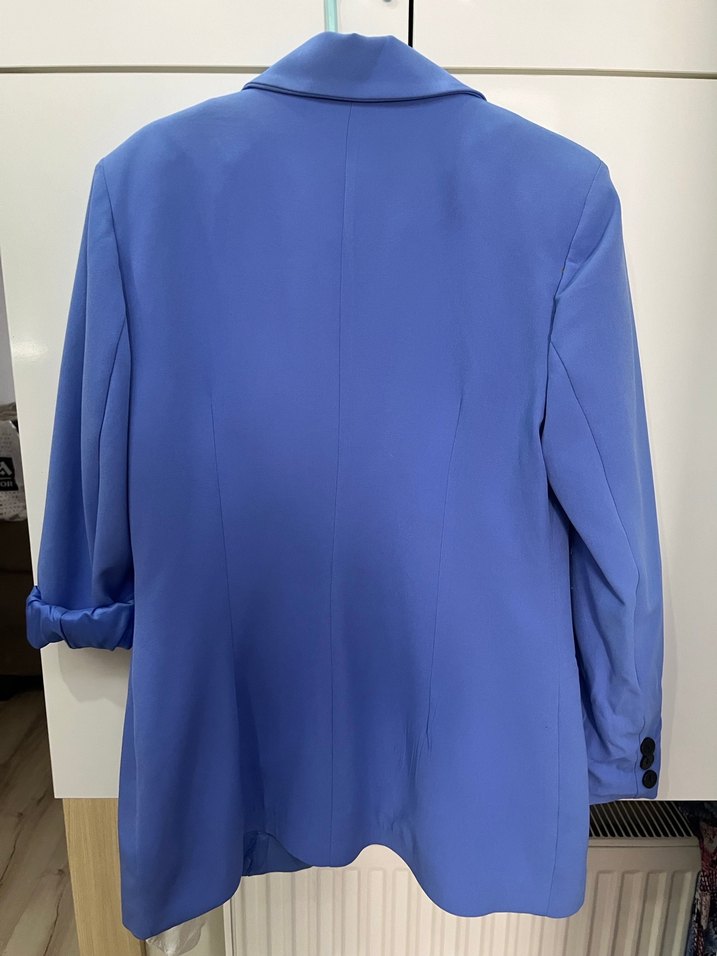 Mavi Düğmeli Kadın Blazer Ceket - Görsel 2