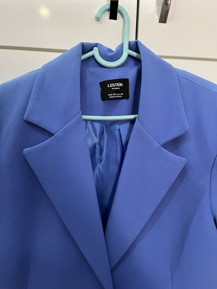 Mavi Düğmeli Kadın Blazer Ceket - Görsel 3