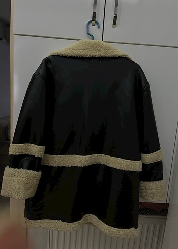 Kahverengi Deri Kürk Detaylı Kadın Ceket - Görsel 3