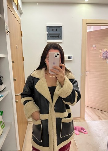 Kahverengi Deri Kürk Detaylı Kadın Ceket - Görsel 4