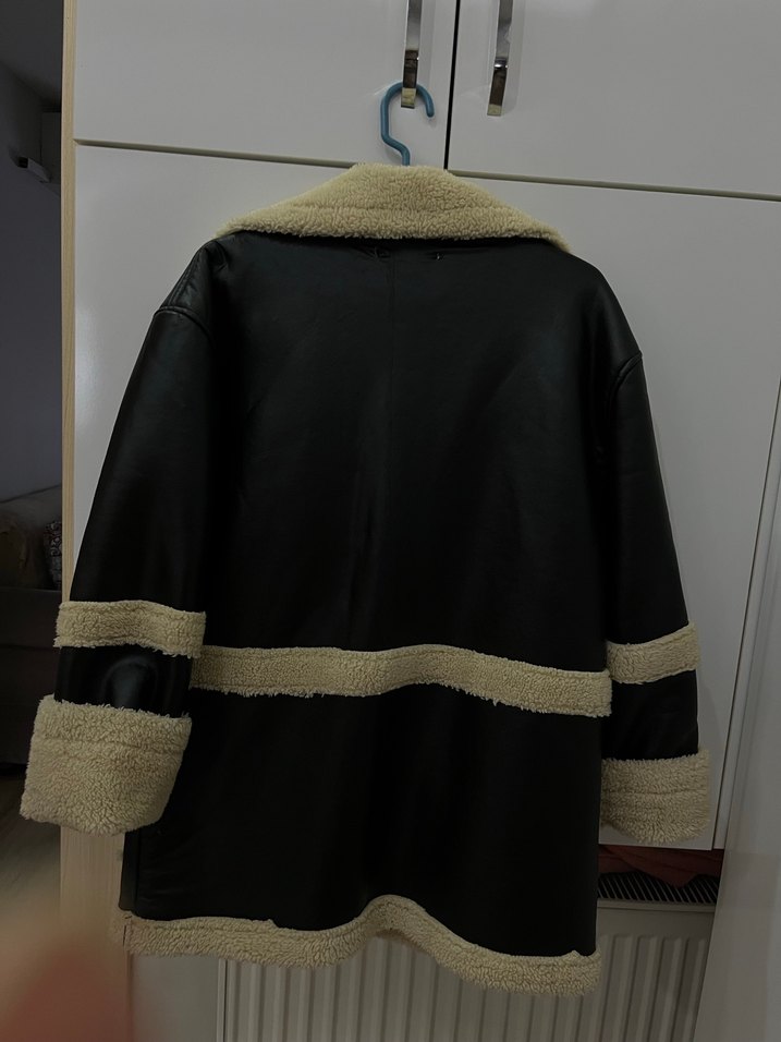 Kahverengi Deri Kürk Detaylı Kadın Ceket - Görsel 3