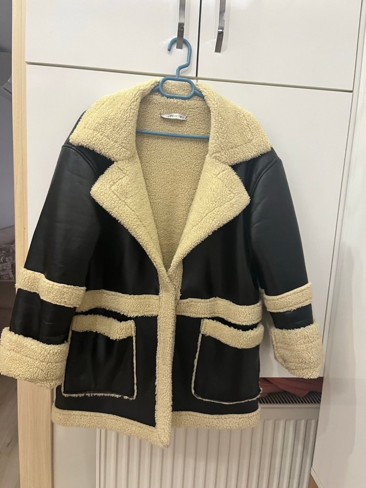 Kahverengi Deri Kürk Detaylı Kadın Ceket - Görsel 2