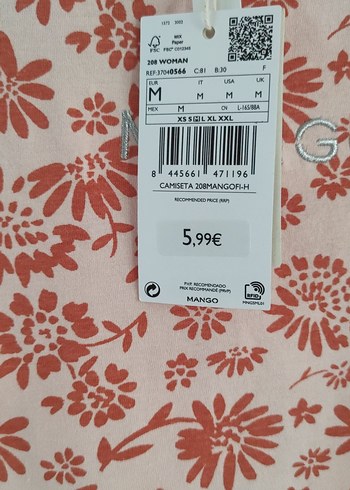 Kız çocuk Kırmızı Çiçek Desenli V Yaka Tişört - Görsel 5