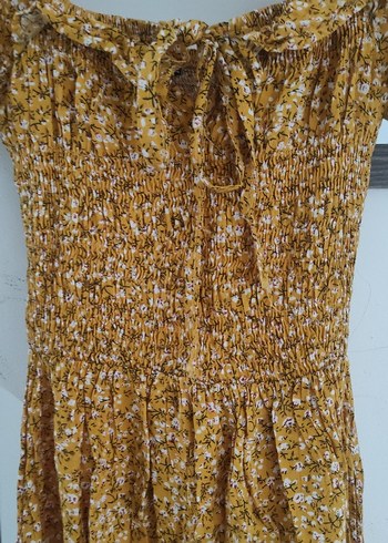 Sarı Bağlamalı Bohem Mini Elbise - Görsel 2