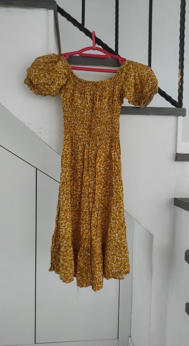 Sarı Bağlamalı Bohem Mini Elbise - Görsel 3