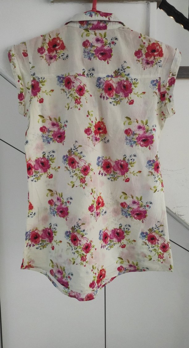 Çiçek Desenli V Yaka Düğmeli Kadın-Teen Gömlek - Görsel 4