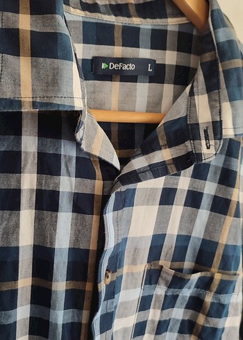 Erkek Mavi Kareli Pamuk Gömlek - Görsel 3