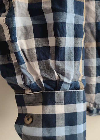 Erkek Mavi Kareli Pamuk Gömlek - Görsel 6