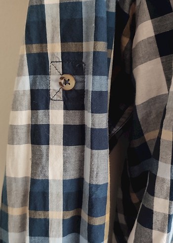 Erkek Mavi Kareli Pamuk Gömlek - Görsel 5