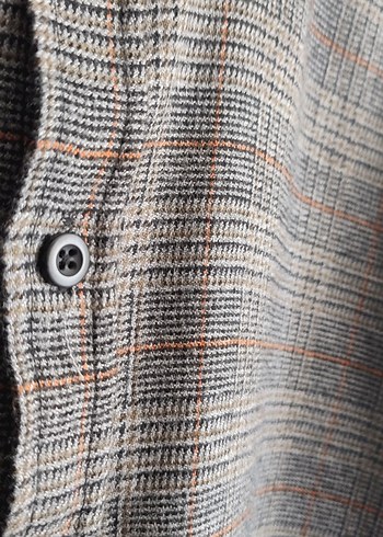 L beden, Yün Erkek Gömlek, turuncu çizgili/gri/kahverengi - Görsel 4