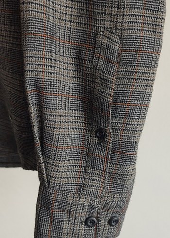 L beden, Yün Erkek Gömlek, turuncu çizgili/gri/kahverengi - Görsel 7