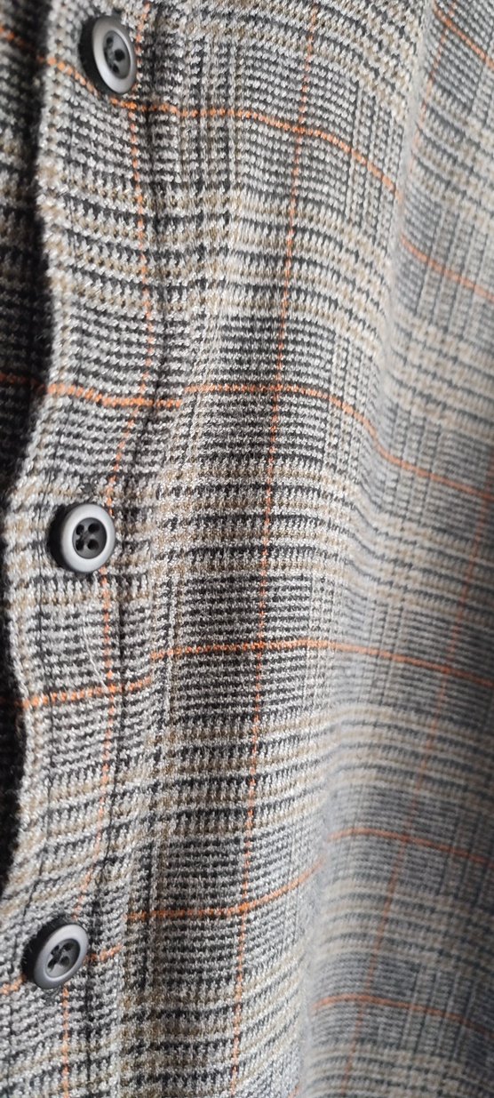 L beden, Yün Erkek Gömlek, turuncu çizgili/gri/kahverengi - Görsel 4