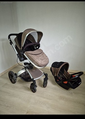 Kahverengi ve Gri Bebek Arabası Seti - Görsel 3