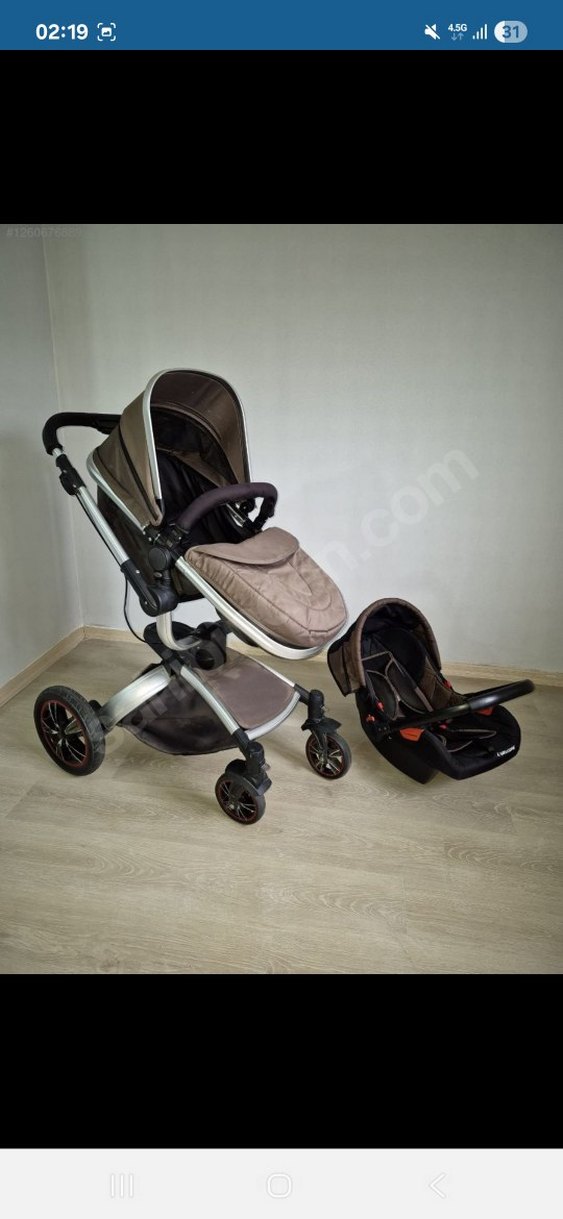 Kahverengi ve Gri Bebek Arabası Seti - Görsel 2