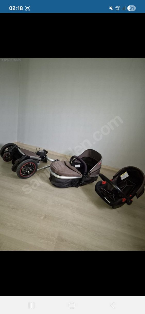 Kahverengi ve Gri Bebek Arabası Seti - Görsel 4