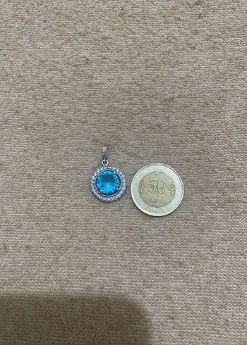 925 ayar Mavi Taşlı Mini Kolye Ucu - Görsel 9