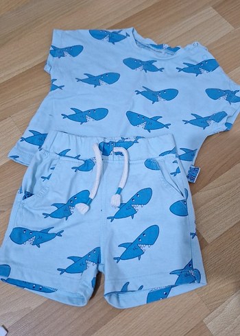 Mavi Baskılı Erkek Bebek Kısa Kollu Takım - Görsel 4