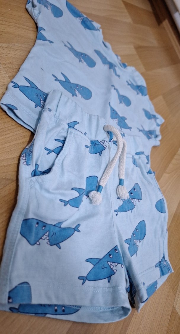 Mavi Baskılı Erkek Bebek Kısa Kollu Takım - Görsel 2