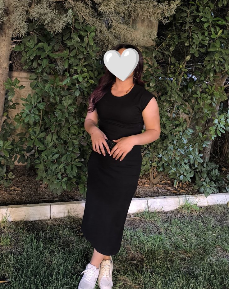 Siyah  midi boy kadın elbise - Görsel 2