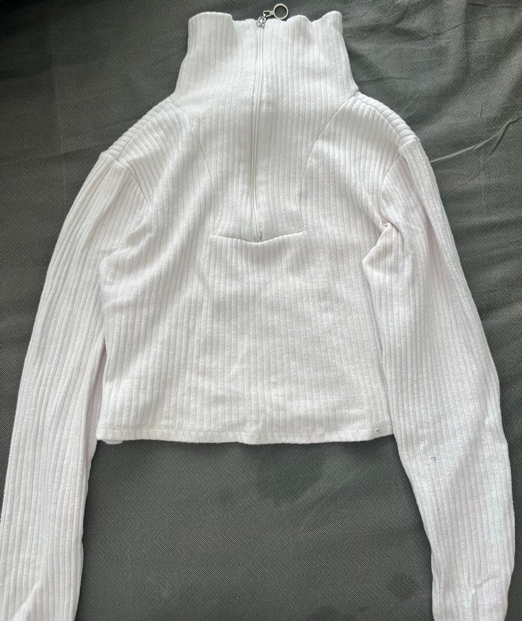 Uzun Kollu Beyaz Örgü Kadın Triko - Görsel 2